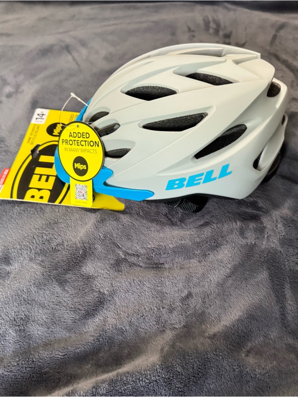Bell Kids' Bike Helmet in Light Gray and Blue